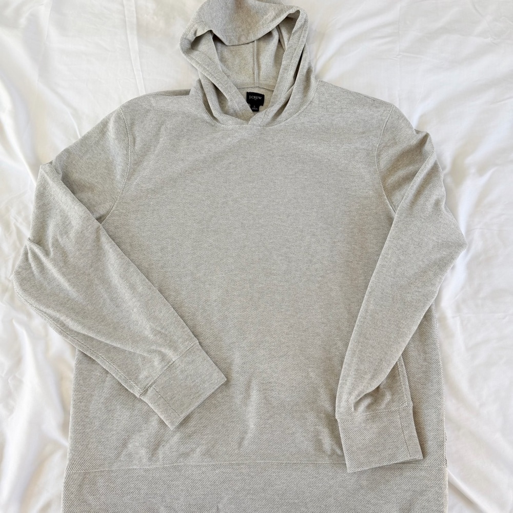 J Crew Men's Light Gray White Hoodie Size Large